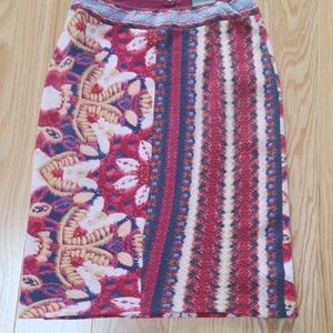Anthropologie colorful boho pencil skirt stretchy fabric